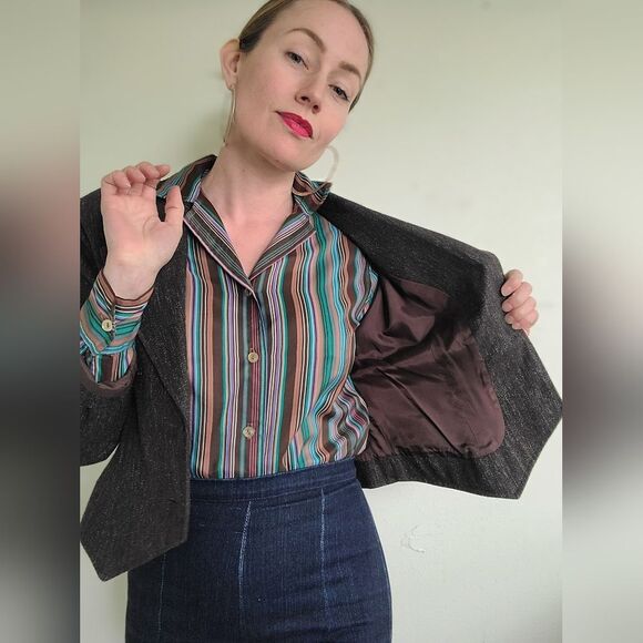 The Social Studies Teacher Vintage 80s Wool Cropped Blazer M - Picture 4 of 11